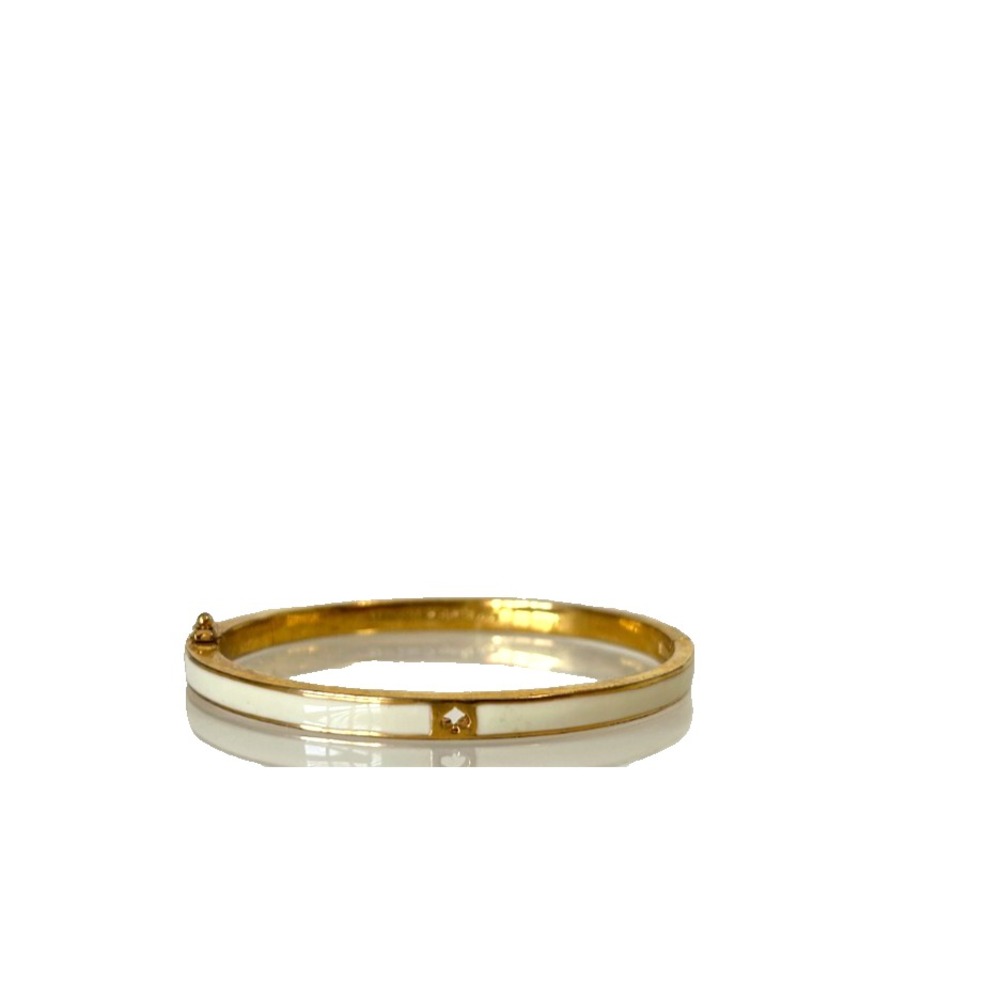 Kate Spade New York Spot Spade Enamel Hinge Bangle Bracelet Minimalist White Gld - Picture 11 of 16